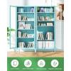 imageGreenvelly Metal Glass Display Cabinet with 5Tier Storage Shelves Tall Curio Cabinets with Glass Doors and Shelves Pink Steel Cabinet Collectibles Display Case for Home Office Living Room PantryBlue