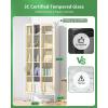 imageGreenvelly Metal Glass Display Cabinet with 5Tier Storage Shelves Tall Curio Cabinets with Glass Doors and Shelves Pink Steel Cabinet Collectibles Display Case for Home Office Living Room PantryWhite