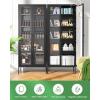 imageGreenvelly Metal Glass Display Cabinet with 5Tier Storage Shelves Tall Curio Cabinets with Glass Doors and Shelves Pink Steel Cabinet Collectibles Display Case for Home Office Living Room PantryBlack
