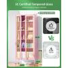 imageGreenvelly Metal Glass Display Cabinet with 5Tier Storage Shelves Tall Curio Cabinets with Glass Doors and Shelves Pink Steel Cabinet Collectibles Display Case for Home Office Living Room PantryPink