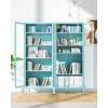 imageGreenvelly Metal Glass Display Cabinet with 5Tier Storage Shelves Tall Curio Cabinets with Glass Doors and Shelves Pink Steel Cabinet Collectibles Display Case for Home Office Living Room PantryBlue