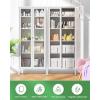 imageGreenvelly Metal Glass Display Cabinet with 5Tier Storage Shelves Tall Curio Cabinets with Glass Doors and Shelves Pink Steel Cabinet Collectibles Display Case for Home Office Living Room PantryWhite