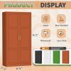 imageGreenvelly Metal Wardrobe Closet with Doors and Shelves72quot Armoire Wardrobe Closet for Hanging Clothes for Office Home School EmployeeGymWhite36quot W x 18quot DWarm StyleBrown