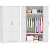 imageGreenvelly Metal Wardrobe Closet with Doors and Shelves72quot Armoire Wardrobe Closet for Hanging Clothes for Office Home School EmployeeGymWhite36quot W x 18quot DWarm StyleWhite