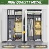 imageGreenvelly Metal Wardrobe Closet with Doors and Shelves72quot Armoire Wardrobe Closet for Hanging Clothes for Office Home School EmployeeGymWhite36quot W x 18quot DWarm StyleGrey White