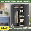 imageGreenvelly Metal Wardrobe Closet with Doors and Shelves72quot Armoire Wardrobe Closet for Hanging Clothes for Office Home School EmployeeGymWhite36quot W x 18quot DWarm StyleBlack