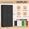 imageGreenvelly Metal Wardrobe Closet with Doors and Shelves72quot Armoire Wardrobe Closet for Hanging Clothes for Office Home School EmployeeGymWhite36quot W x 18quot DWarm StyleBlack