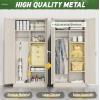 imageGreenvelly Metal Wardrobe Closet with Doors and Shelves72quot Armoire Wardrobe Closet for Hanging Clothes for Office Home School EmployeeGymWhite36quot W x 18quot DWarm StyleGrey
