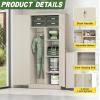 imageGreenvelly Metal Wardrobe Closet with Doors and Shelves72quot Armoire Wardrobe Closet for Hanging Clothes for Office Home School EmployeeGymWhite36quot W x 18quot DWarm StyleGrey
