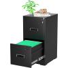 imageGreenvelly 2 Drawer File Cabinet Black Metal Lateral File Cabinet with Lock Office Filing Cabinet for LegalLetterA4F4 Size with Hanging FilesampampKey Lockable File Cabinets for Home OfficeBlack