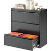 imageGreenvelly 3 Drawer Lateral File Cabinet Lockable Metal Filing Cabinet for Home Office Black Metal File Cabinet for LegalLetterA4F4 Size with Hanging BarsampampKey