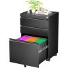 imageGreenvelly 3 Drawer Mobile File Cabinet with Lock Fully Assembled Rolling File Cabinet Except Casters Under Desk File Cabinet with Wheels for Home Office Fit LegalLetterA4 File Assembled WhiteBlack