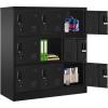 imageGreenvelly 9 Door Storage Locker for Employee Metal Locker for Office Gym Shool Lockable Black Steel Locker with Lock and Card Slot for HomeGarageBlack