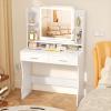 imageGreenvelly Makeup Vanity Desk with Mirror and Lights White Makeup Vanity with 3 Lighting Color Adjustable Wooden Dressing Table with 2 Drawers ampamp Storage Shelves for Girl Women BedroomModern