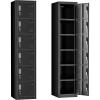 imageGreenvelly Metal Locker 66Lockers for Employees with 5DoorsTall Steel Lockable Storage Lockers with Standing LegsCard SlotsVents for GymSchoolOfficeKids RoomBlueBlack