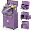 imageGreenvelly Metal Tool Chest8Drawer Rolling Tool Cart with Wheels2 in 1 Detachable Tool CabinetsTool BoxLiners and Locking System for GarageWarehouseWorkshop BarbershopBlackPurple