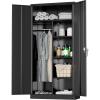 imageGreenvelly Metal Wardrobe Closet with Doors and Shelves72quot Armoire Wardrobe Closet for Hanging Clothes for Office Home School EmployeeGymWhite36quot W x 18quot DWarm StyleBlack