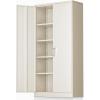 imageGreenvelly Steel SnapIt Storage Cabinet 72quot Locking Metal Garage Storage Cabinet with 4 Adjustable Shelves 2 Doors and Lock for File Office Garage Home BlackGrey