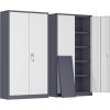 imageGreenvelly Steel SnapIt Storage Cabinet 72quot Locking Metal Garage Storage Cabinet with 4 Adjustable Shelves 2 Doors and Lock for File Office Garage Home BlackGray White