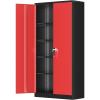 imageGreenvelly White Metal Storage Cabinet for Garage 72 Steel Locking Cabinet with Doors and 4 Shelves Tall Tool Organizer for Garage Systems Lockable File Storage for Home Office ClassroomBlack Red