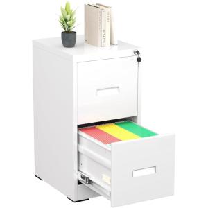 imageGreenvelly 2 Drawer File Cabinet Black Metal Lateral File Cabinet with Lock Office Filing Cabinet for LegalLetterA4F4 Size with Hanging FilesampampKey Lockable File Cabinets for Home OfficeWhite