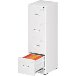 imageGreenvelly 4 Drawer File Cabinet with Lock White Metal Vertical Filing Cabinet for Home Office Fit LegalLetterA4F4 Size with Hanging BarsampampKeyWhite