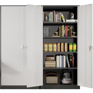 imageGreenvelly Metal Garage Storage Cabinet 72Locking Steel Storage Cabinet with 2 Doors and 4 Adjustable Shelves for Home OfficeSchoolFileGray WhiteBlack Grey