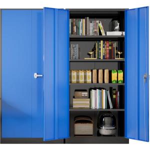 imageGreenvelly Metal Garage Storage Cabinet 72Locking Steel Storage Cabinet with 2 Doors and 4 Adjustable Shelves for Home OfficeSchoolFileGray WhiteBlack Blue