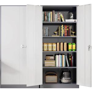 imageGreenvelly Metal Garage Storage Cabinet 72Locking Steel Storage Cabinet with 2 Doors and 4 Adjustable Shelves for Home OfficeSchoolFileGray WhiteGrey White