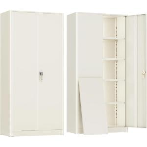 imageGreenvelly Metal Garage Storage Cabinet with 2 Doors and 4 Adjustable Shelves 72H Steel Lockable Storage CabinetTall Metal Cabinet Locking File Cabinet for OfficeHome Garage Gym SchoolGrey