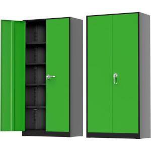 imageGreenvelly Metal Garage Storage Cabinet with 4 Swivel Wheels 73 Black Storage Cabinet on Wheels Rolling Tool Cabinet with Locking Doors and Shelves for Home Basement Kitchen Pantry WarehouseBlack Green