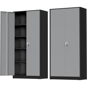imageGreenvelly Metal Garage Storage Cabinet with 4 Swivel Wheels 73 Black Storage Cabinet on Wheels Rolling Tool Cabinet with Locking Doors and Shelves for Home Basement Kitchen Pantry WarehouseBlack Gray