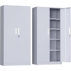 imageGreenvelly Metal Garage Storage Cabinet with 4 Swivel Wheels 73 Black Storage Cabinet on Wheels Rolling Tool Cabinet with Locking Doors and Shelves for Home Basement Kitchen Pantry WarehouseDark Grey