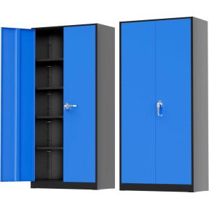 imageGreenvelly Metal Garage Storage Cabinet with 4 Swivel Wheels 73 Black Storage Cabinet on Wheels Rolling Tool Cabinet with Locking Doors and Shelves for Home Basement Kitchen Pantry WarehouseBlack Blue