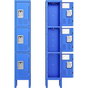 imageGreenvelly Metal Locker 66Lockers for Employees with 5DoorsTall Steel Lockable Storage Lockers with Standing LegsCard SlotsVents for GymSchoolOfficeKids RoomBlueBlue