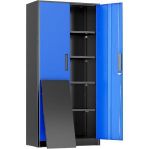 imageGreenvelly Metal Storage Cabinet 72quot Locking Metal Garage Storage Cabinet with Doors and 4 Adjustable Shelves Lockable Steel Cabinet for Home Office Garage Shop School White Grey 32quot W x 16quot DBlue