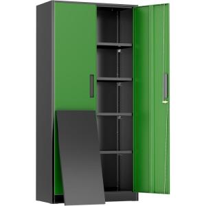 imageGreenvelly Metal Storage Cabinet 72quot Locking Metal Garage Storage Cabinet with Doors and 4 Adjustable Shelves Lockable Steel Cabinet for Home Office Garage Shop School White Grey 32quot W x 16quot DGreen