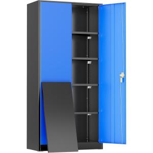 imageGreenvelly Metal Storage Cabinet with Doors and ShelvesLockable Storage Cabinet for Office36White Metal Garage Cabinets for Home Office Garage Kitchen ShopBlack Blue
