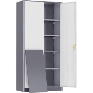 imageGreenvelly Metal Storage Cabinet with Doors and ShelvesLockable Storage Cabinet for Office36White Metal Garage Cabinets for Home Office Garage Kitchen ShopWhite Grey