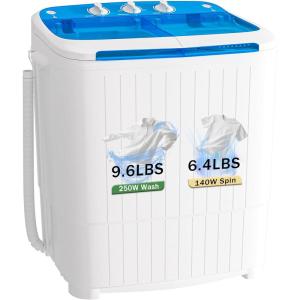 imageGreenvelly Portable Washing Machine 16 Lbs Compact Mini Washer and Dryer Combo Semiautomatic Twin Tub Washer with Drain Pump for Dorms Apartments RVs BlueBlue