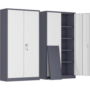 imageGreenvelly Steel SnapIt Storage Cabinet 72quot Locking Metal Garage Storage Cabinet with 4 Adjustable Shelves 2 Doors and Lock for File Office Garage Home BlackGray White