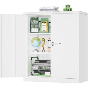 imageGreenvelly White Metal Storage Cabinet for Garage 72 Steel Locking Cabinet with Doors and 4 Shelves Tall Tool Organizer for Garage Systems Lockable File Storage for Home Office ClassroomWhite