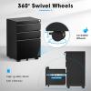imageGreenvelly 3 Drawer Mobile File Cabinet with Lock Metal Rolling Filing Cabinet for Under Desk Organizer LetterLegalA4 File Easy Assembly BlackBlack
