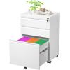 imageGreenvelly 3 Drawer Mobile File Cabinet with Lock Metal Rolling Filing Cabinet for Under Desk Organizer LetterLegalA4 File Easy Assembly BlackWhite
