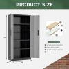 imageGreenvelly Metal Storage Cabinet 63quot H Locking Metal Storage Cabinet with Doors and 4 Shelves Lockable Steel Cabinets for Kitchen Bedroom Living Room Office BlackBlack Grey