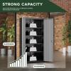 imageGreenvelly Metal Storage Cabinet 63quot H Locking Metal Storage Cabinet with Doors and 4 Shelves Lockable Steel Cabinets for Kitchen Bedroom Living Room Office BlackBlack Grey
