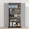 imageGreenvelly Metal Storage Cabinet 63quot H Locking Metal Storage Cabinet with Doors and 4 Shelves Lockable Steel Cabinets for Kitchen Bedroom Living Room Office BlackBlack Grey