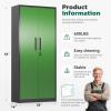 imageGreenvelly Metal Storage Cabinet 63quot H Locking Metal Storage Cabinet with Doors and 4 Shelves Lockable Steel Cabinets for Kitchen Bedroom Living Room Office BlackGreen
