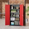 imageGreenvelly Metal Storage Cabinet 63quot H Locking Metal Storage Cabinet with Doors and 4 Shelves Lockable Steel Cabinets for Kitchen Bedroom Living Room Office BlackRed