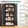 imageGreenvelly Metal Storage Cabinet 63quot H Locking Metal Storage Cabinet with Doors and 4 Shelves Lockable Steel Cabinets for Kitchen Bedroom Living Room Office BlackBlack